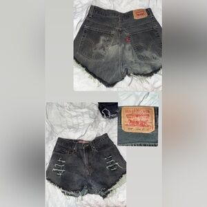 Levi's Black Distressed Jean Shorts High-Waisted
